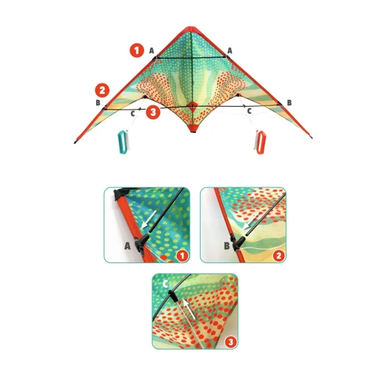 Akrobatický šarkan Djeco Red Dots 120 × 60 cm