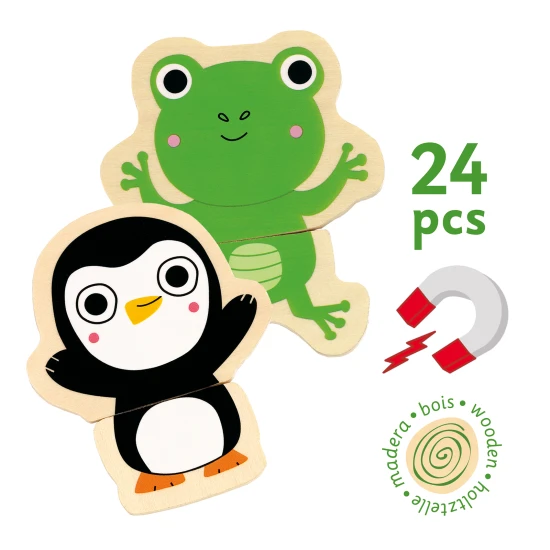 Puzzle drevené magnetky Zvieratká