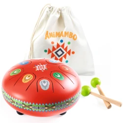 Kovový červený bubon Animambo