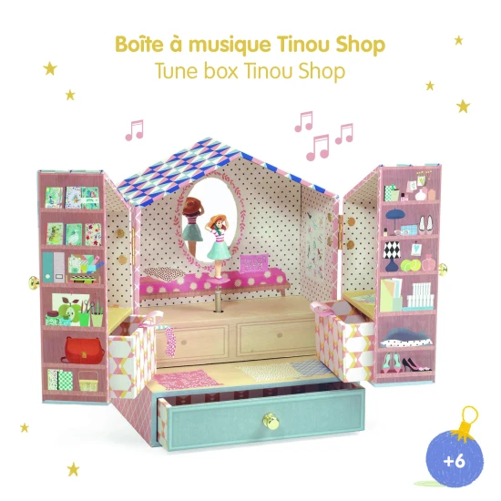 Tinou shop: hracia skrinka s dvierkami a 3 zásuvkami