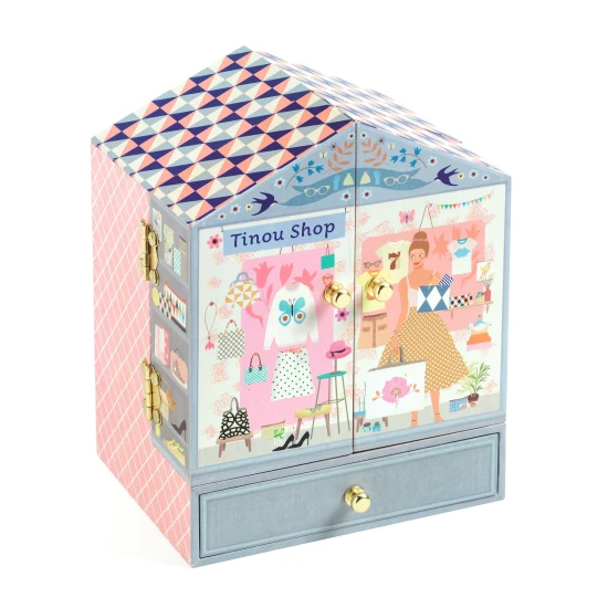 Tinou shop: hracia skrinka s dvierkami a 3 zásuvkami