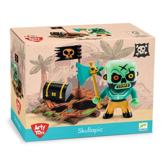 Arty Toys figúrka pirát Skull s plťou a truhlicou
