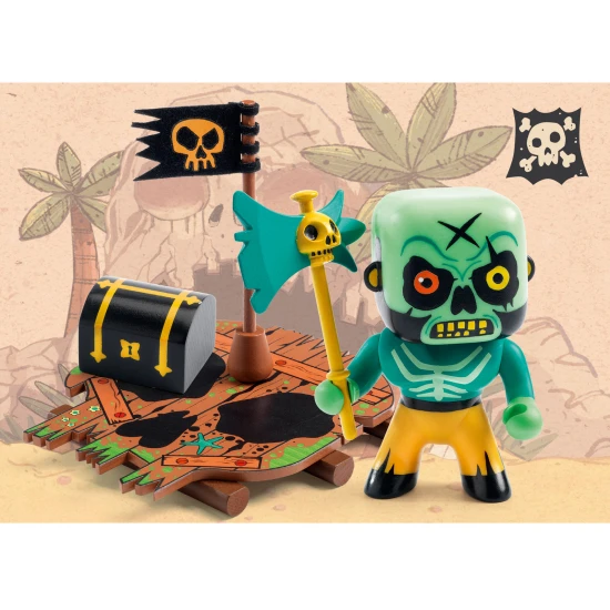 Arty Toys figúrka pirát Skull s plťou a truhlicou