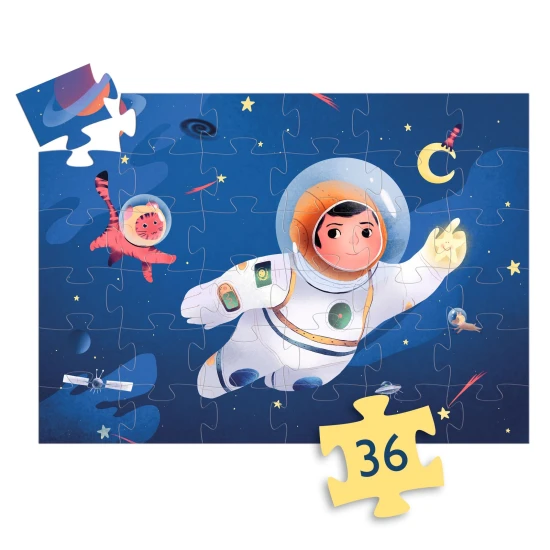 Siluetové puzzle: Astronaut na Mesiaci (36 dielikov)