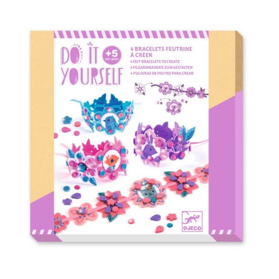 DIY naramky pre deti djeco – kreativna sada s plstenymi naramkami, penovymi nalepkami a kamienkami