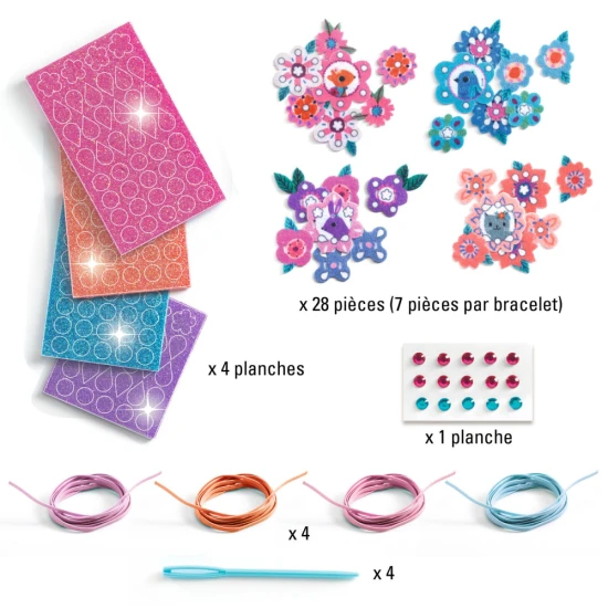 DIY naramky pre deti djeco – kreativna sada s plstenymi naramkami, penovymi nalepkami a kamienkami