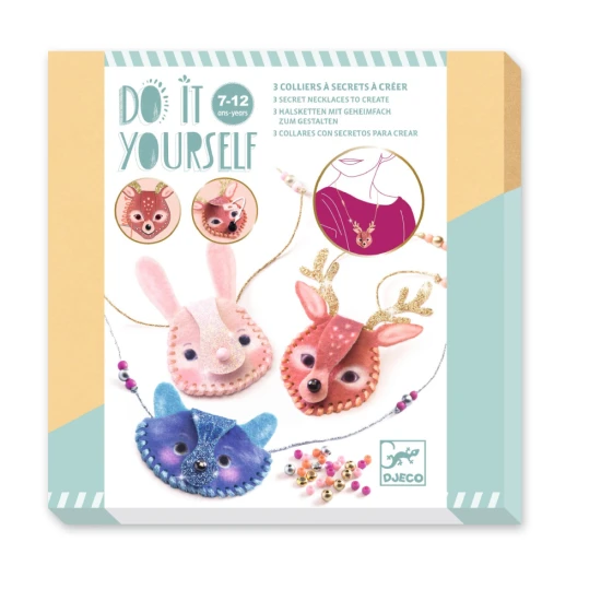 DIY sada na výrobu 3 tajných náhrdelníkov z filcu s trblietavými korálkami a príveskami