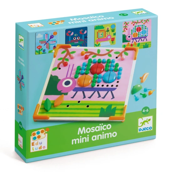 Mini Animo mozaika – detská hračka s farebnými kolíčkami a obrázkami zvieratiek