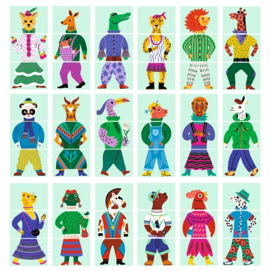 Djeco Mix & Match Modanimo – skladacia hra s farebnými tvarmi pre rozvoj logiky a kreativity