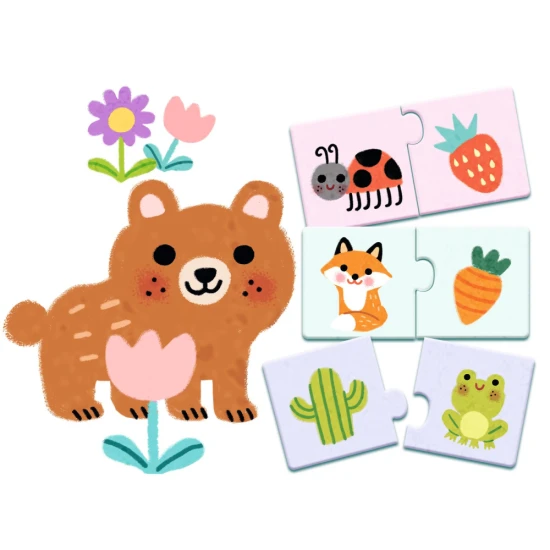 Puzzle duo Farby Djeco, detské vzdelávacie puzzle spájanie farieb s obrázkami