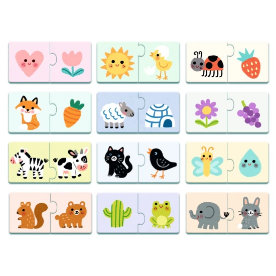Puzzle duo Farby Djeco, detské vzdelávacie puzzle spájanie farieb s obrázkami
