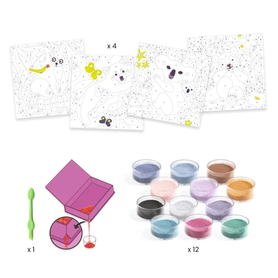 Tvorenie s farebným pieskom Zamatové labky