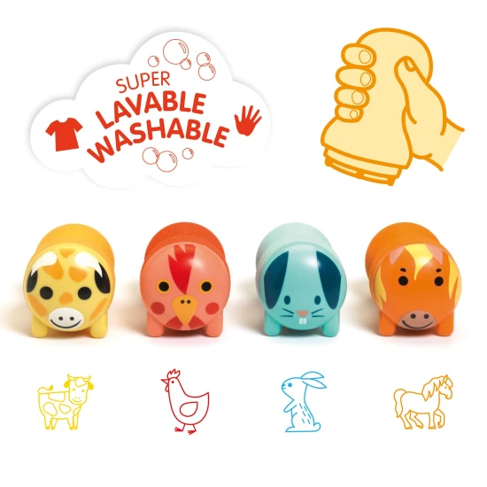 Zvieratká z gazdovstva: Samonamáčacie pečiatky pre drobcov