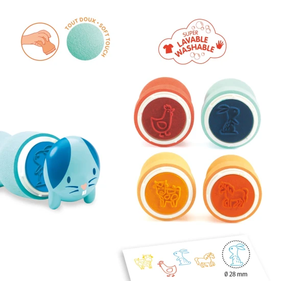 Zvieratká z gazdovstva: Samonamáčacie pečiatky pre drobcov