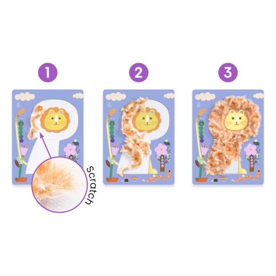 Fluffy friends – detská kreatívna sada so zvieratkami, vlnou a suchým zipsom