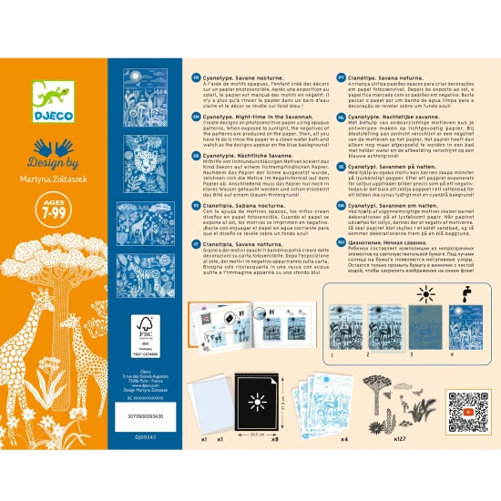 Kyanotypová (fotocitlivá) sada Noc na savane