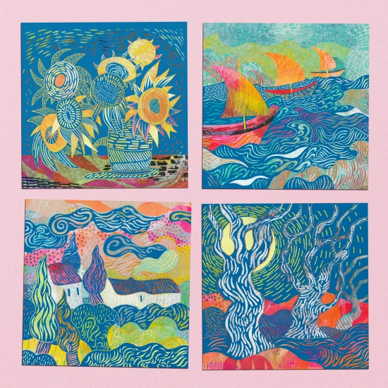 Vyškrabovacie obrázky podľa Vincenta Van Gogha