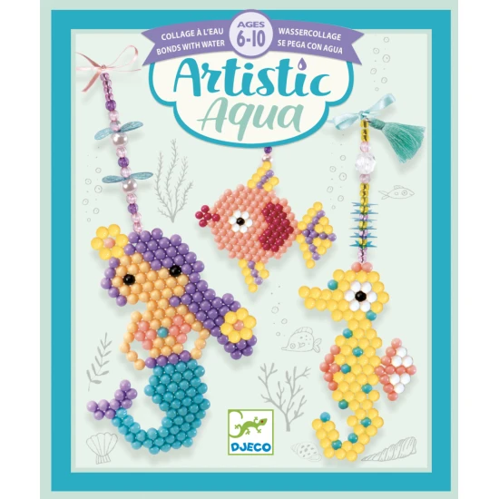 Kreatívna sada Djeco More Artistic Aqua na výrobu 3 podmorských príveskov z guľôčkových korálok