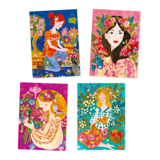 Tvorenie trblietkami Kvetinové dievčatá