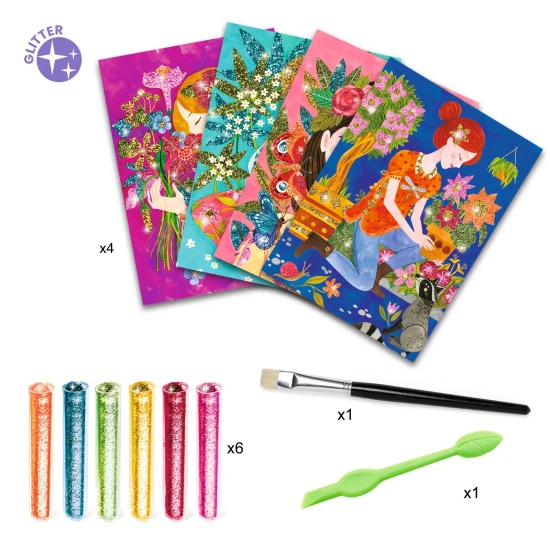 Tvorenie trblietkami Kvetinové dievčatá