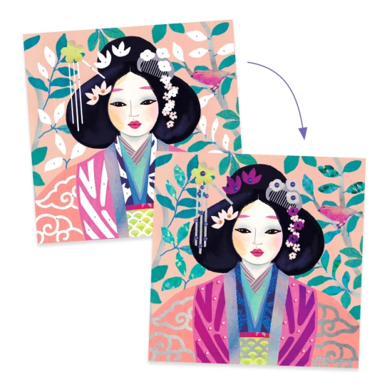 Metalické fólie a kamienky, kreatívna sada pre deti, Djeco, tvorenie s fóliami, ozdobné kamienky, umelecká tvorba pre deti