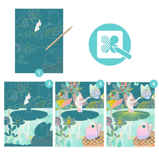 Vyškrabovacie obrázky Jazero s dúhovým leskom