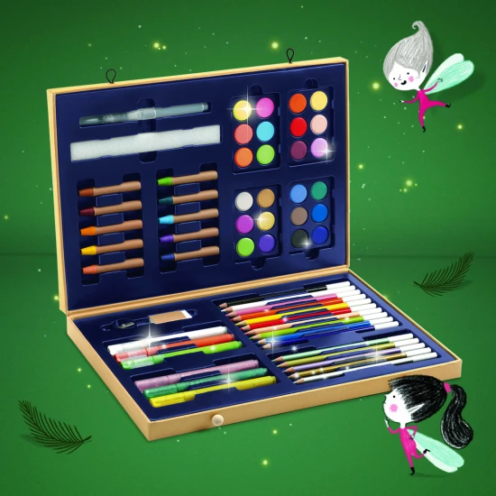 Trblietavý výtvarný kufrík s obalom na vyfarbenie