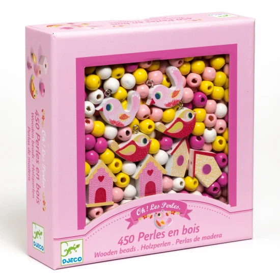 Drevené korálky Vtáčiky