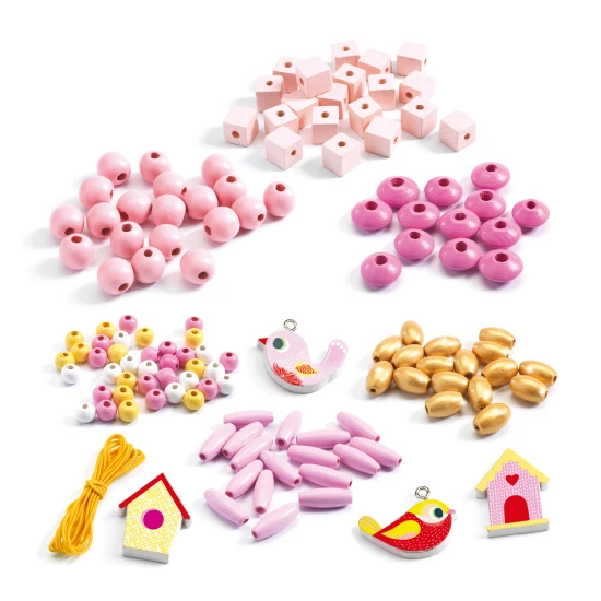 Drevené korálky Vtáčiky