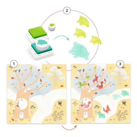 Kreatívna súprava s pečiatkami Zvieratká na strome