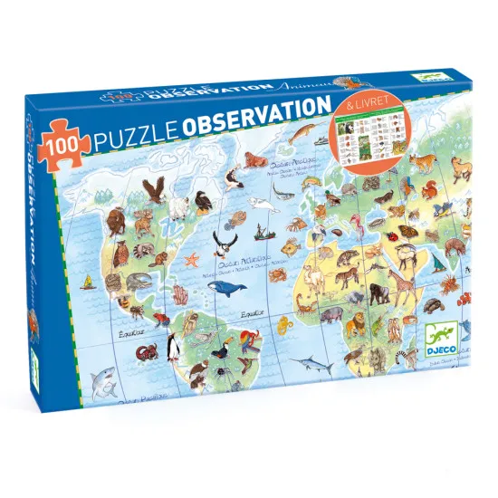 Objavovacie puzzle Zvieratá sveta 100 ks