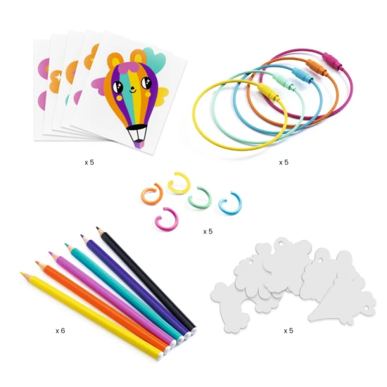 Malá sada Artistic magického plastu na zhotovenie 5 príveskov na kľúče s pestrými veselými kawaii motívmi. 