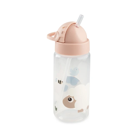 Done by Deer Fľaša so slamkou Tiny farm ružová 350 ml