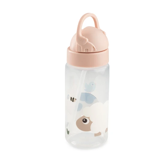 Done by Deer Fľaša so slamkou Tiny farm ružová 350 ml