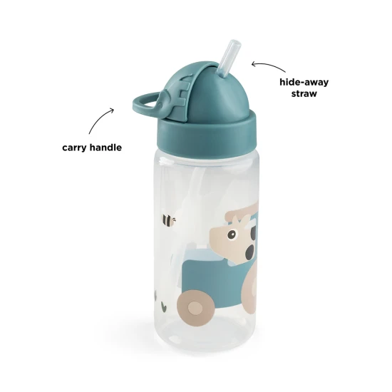 Done by Deer Fľaša so slamkou Tiny farm modrá 350 ml