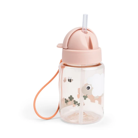 Done by Deer Fľaša so slamkou Tiny farm ružová 280 ml