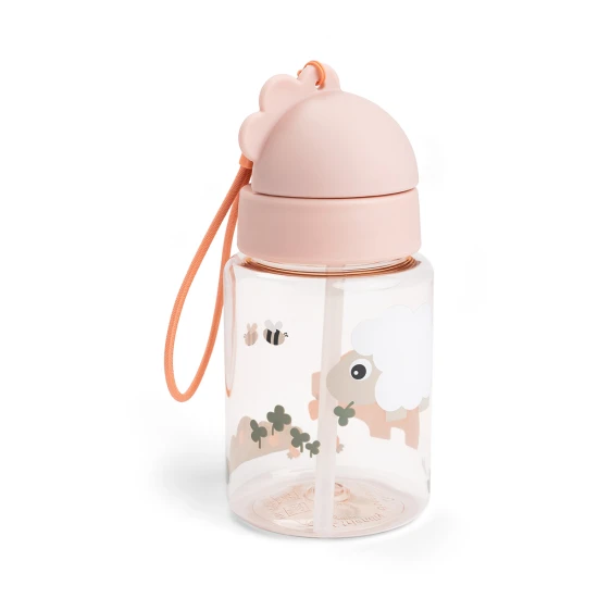 Done by Deer Fľaša so slamkou Tiny farm ružová 280 ml