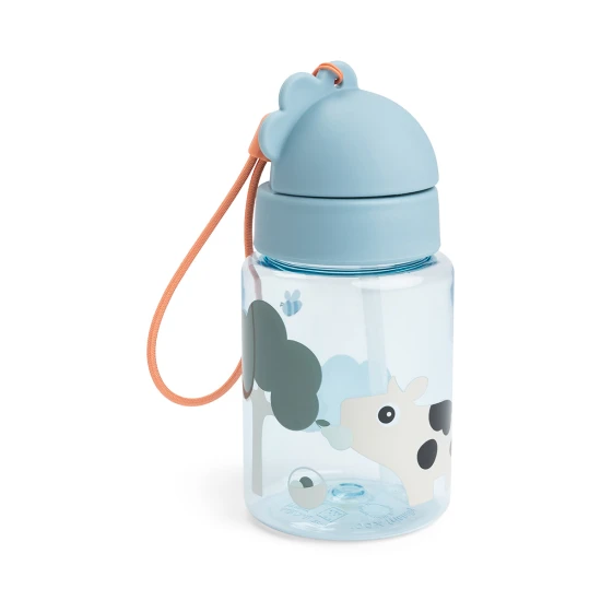 Done by Deer Fľaša so slamkou Tiny farm modrá 280 ml