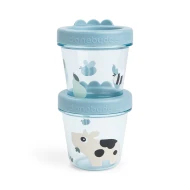Dózy na detské jedlo Tiny farm modré – 2 ks