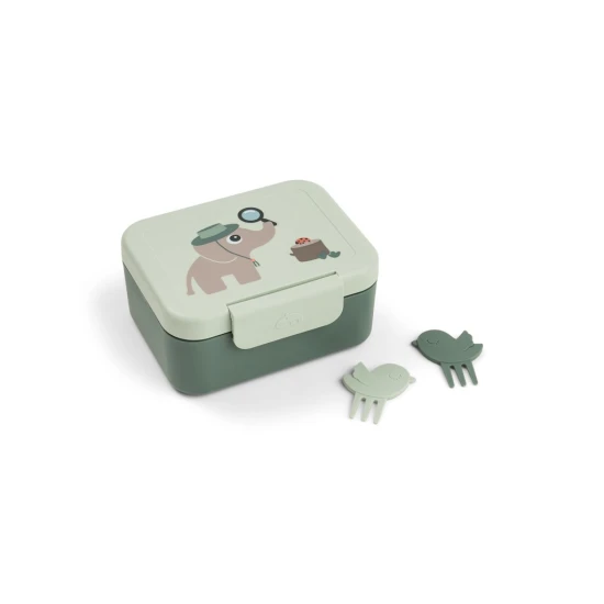 malý desiatový box s napichovadlami Tiny trails, zelený – Done by Deer DBD_1266533