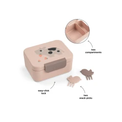 Malý desiatový box s napichovadlami Tiny farm ružový