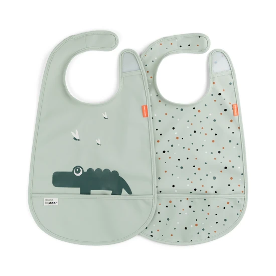 Done by Deer Podbradníky na suchý zips Croco zelené – 2 ks