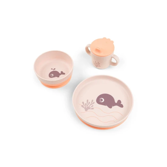 jedálenská súprava Foodie s prísavkou Wally, ružová – Done by Deer DBD_1593001