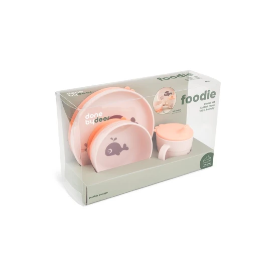 jedálenská súprava Foodie s prísavkou Wally, ružová – Done by Deer DBD_1593001