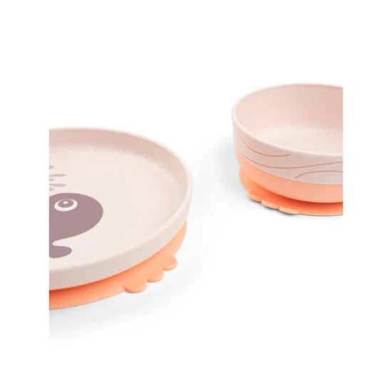 jedálenská súprava Foodie s prísavkou Wally, ružová – Done by Deer DBD_1593001