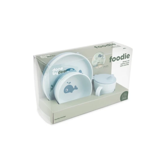 jedálenská súprava Foodie s prísavkou Wally, modrá – Done by Deer DBD_1593002