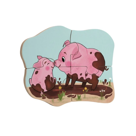 Prvé puzzle Farma 6v1 so zvieratkami z farmy a mláďatkami