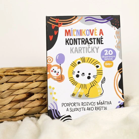 Kontrastné a míľnikové kartičky pre rozvoj bábätka.