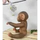 Roztomilé vinylové opičie bábätko s kockovaným overalom, 32 cm, s pohyblivými kĺbmi a možnosťou kúpania.