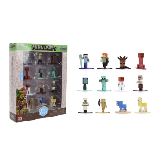 Dickie Toys Minecraft kovové zberateľské nanofigúrky, súprava 12 ks